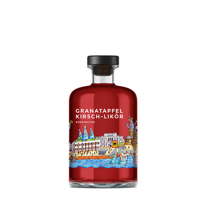 Vorderseite Likör Granatapfel Kirsch Bonn Skyline