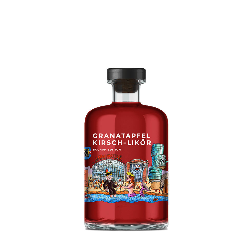 Vorderseite Likör Granatapfel Kirsch Bochum Skyline