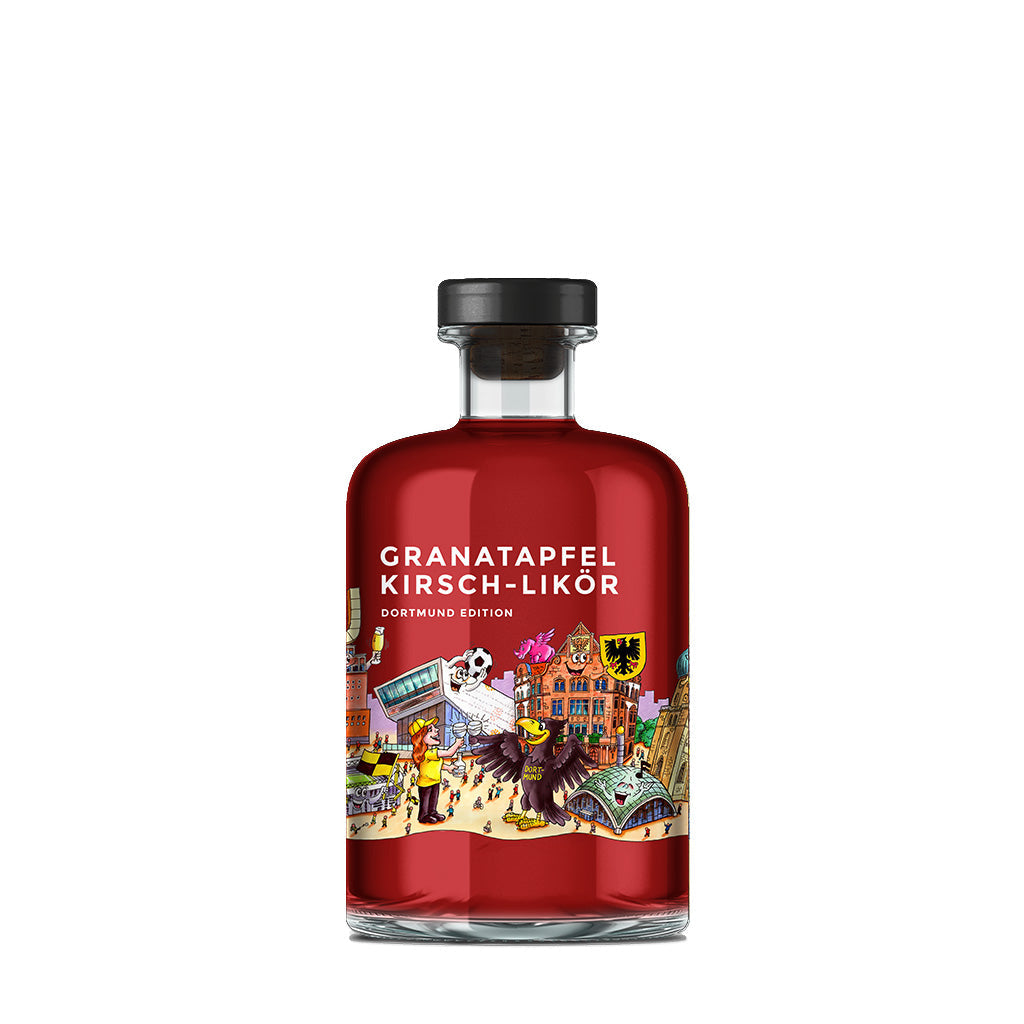 Vorderseite Likör Granatapfel Kirsch Dortmund Skyline