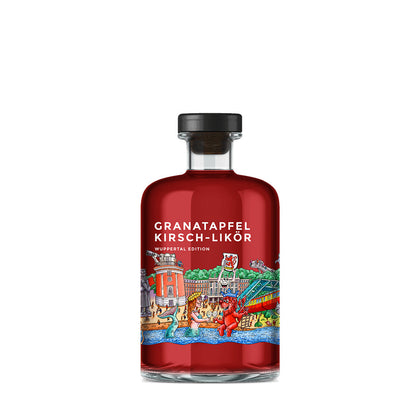 Vorderseite Likör Granatapfel Kirsch Wuppertal Skyline