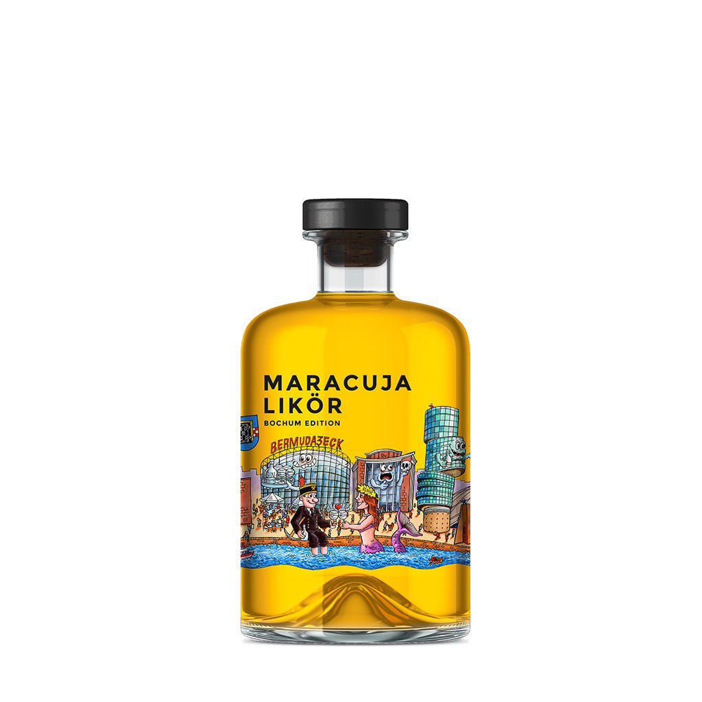 Vorderseite Likör Maracuja Kunstedition Bochum Skyline