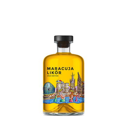 Vorderseite Likör Maracuja Kunstedition Köln Skyline