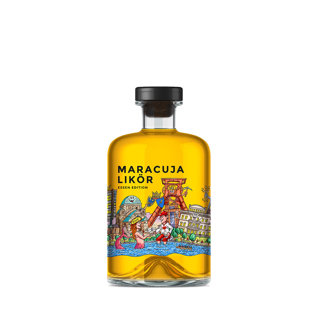 Vorderseite Likör Maracuja Kunstedition Essen Skyline