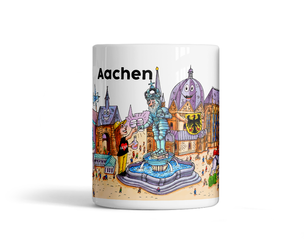 Tasse Aachen Skyline Kunst Vorderseite