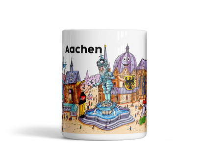 Tasse Aachen Skyline Kunst Vorderseite