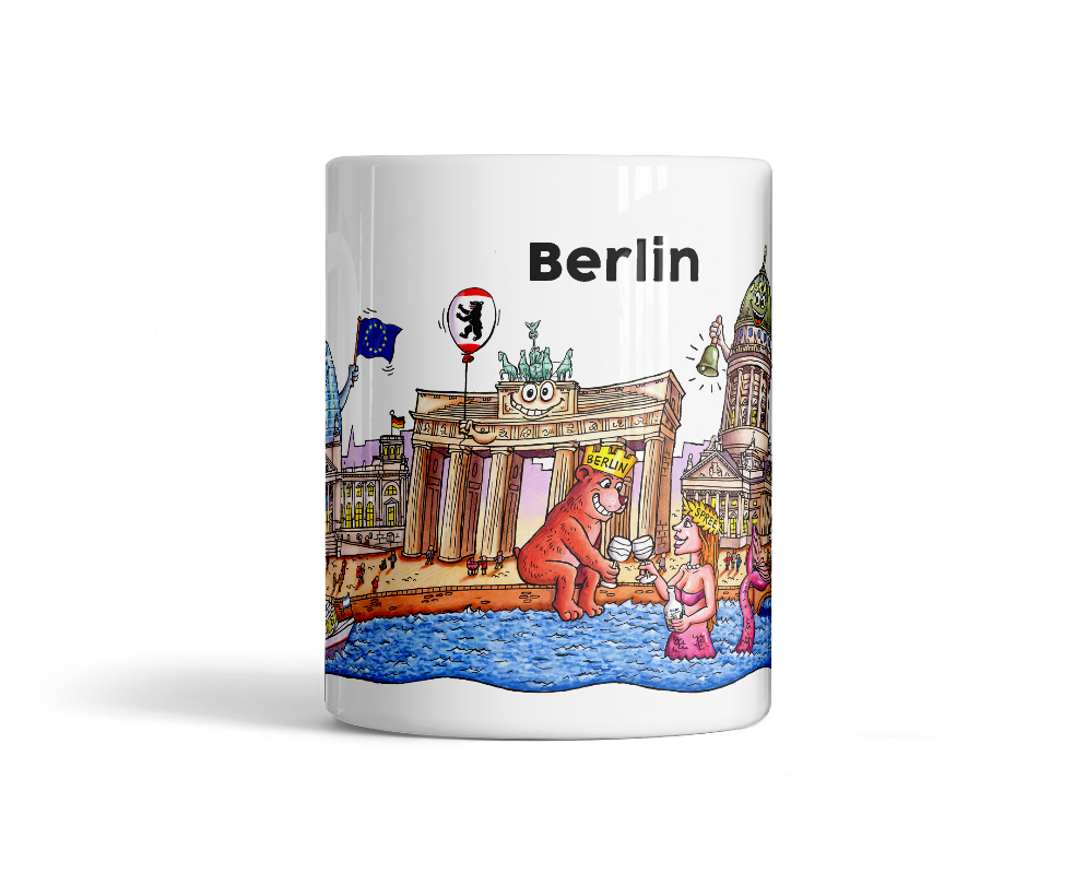 Tasse Berlin Skyline Kunst Vorderseite