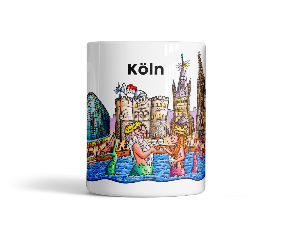 Tasse Köln Skyline Kunst Vorderseite