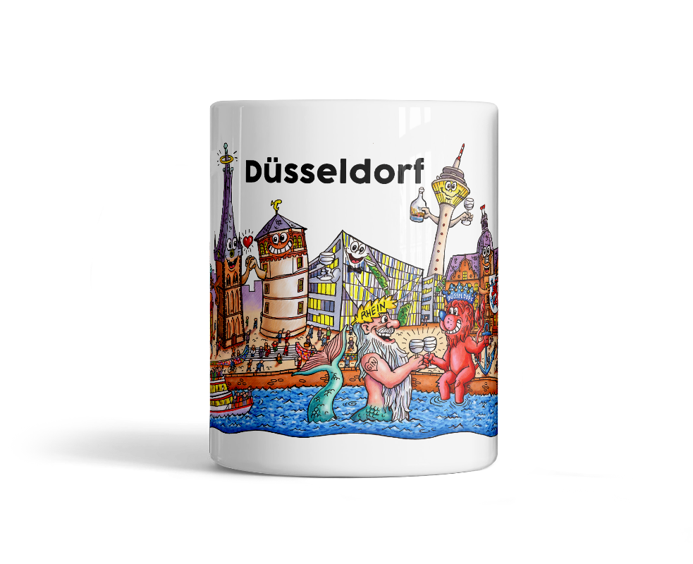 Tasse Düsseldorf Skyline Kunst Vorderseite