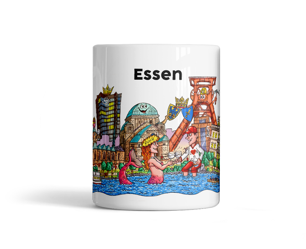 Tasse Essen Skyline Kunst Vorderseite
