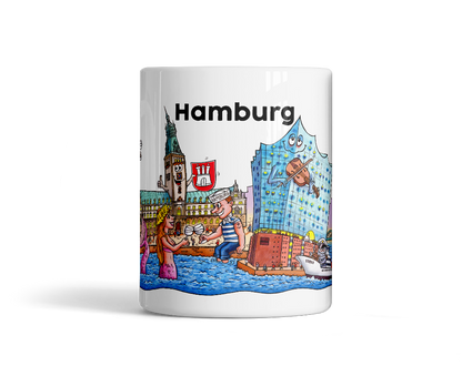 Tasse Hamburg Skyline Kunst Vorderseite
